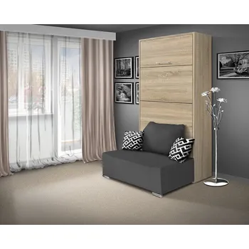 Postel Nabytekmorava Sklápěcí postel s pohovkou VS 21058P, 200x90 cm barevné kombinace: Dub sonoma světlý / dveře dub sonoma světlý, barva pohovky: Savana šedá