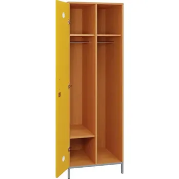 Šatní skříň SLN - 61T šatní skříň dřevěná, 1-dveřová, šatní tyč, 1800x600x500, kovové nohy, korpus buk royal/dveře žlutá odio