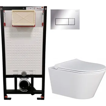 Klozet DEANTE Podomítkový rám, pro závěsné WC mísy + SLIM tlačítko chrom + WC MYJOYS MY1 + SEDÁTKO CST_WC01 051P MY1