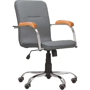 Jídelní židle LUKA židle lékařská čalouněná, koženka šedá, područky buk