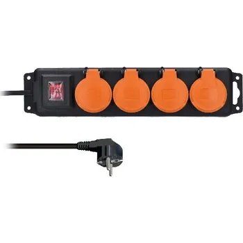 Napájecí kabel Prodlužovací přívod IP44, 4 zásuvky, vypínač, venkovní Solight PP332