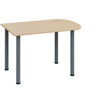 Stolová podnož EJ 18 - 12 přístavba jednací, kovová podnož stříbrná, síla desky 18 mm, široká 1200 mm, bříza světlá