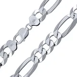Stříbrný masivní řetěz Figaro pro muže 12,5 mm - rhodiovaný 50 cm