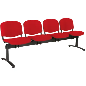 CL - 24, čalouněná lavice do čekárny, 4-sedák, látka SUE - S 2 červená, kostra černá