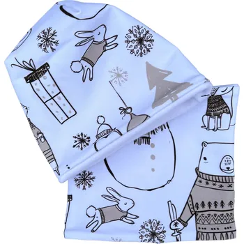 Čepice CAROZOO Set čepice a nákrčníku zimní radovánky 0-6 měsíců Bílá 18,5