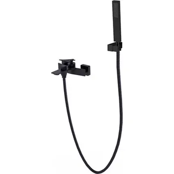 Vodovodní baterie BESCO - Nástěnná vanová baterie ASPIRA černá s příslušenstvím BABWASCZ