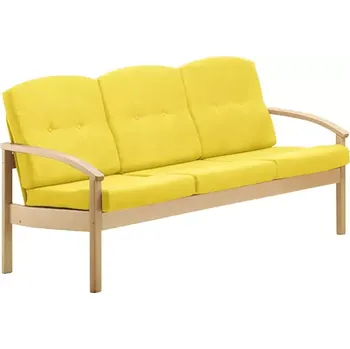 Sedací souprava RO - 03 trojkřeslo čalouněné koženkou Oto, dřevěné OTO ZO 2 - koženka žlutá písková