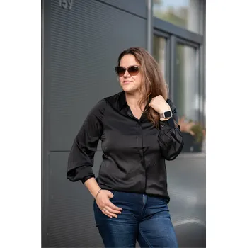 Dámská košile Košile propínací saténová 101539 barva: černá, velikost: M