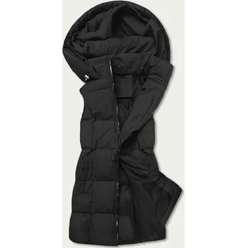 Dámská vesta Černá péřová dámská vesta s kapucí (5M721-392) odstíny černé XL (42)