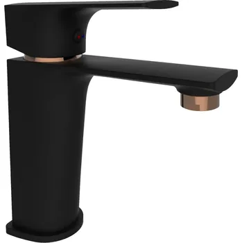 Vodovodní baterie Rubineta - Umyvadlová baterie MODENA-18 černá-růžově zlatá OLBAMOD18BG