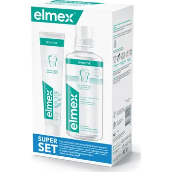 zubní pasta Elmex Sensitive Super Set zubní pasta 75 ml + ústní voda 400 ml