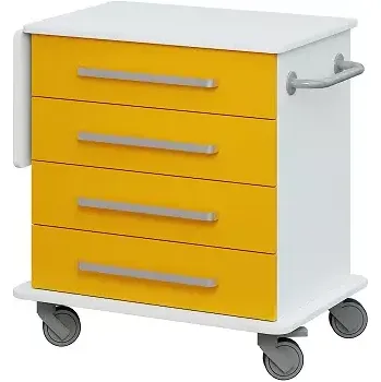 DEXTER 02 vozík asistenční, korpus a desky bílá / zásuvky žlutá odio