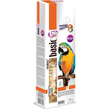 Krmivo pro ptáka Tyčky LOLO PETS Basic Mega ořechové a kokosové pro velké papoušky 450g (2ks)