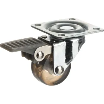 Nábytkové kování Interex Nábytkové kolečko SIMPLE s brzdou 35 mm / Transparentní hnědá 35 mm