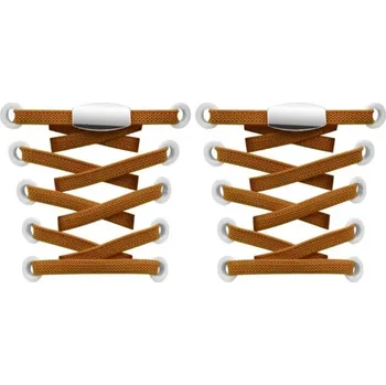 Tkaničky do bot Elastické tkaničky do bot široké - Typ E - zacvakávací, dvojitá koncovka, jeden pár - Hnědé, 100 cm