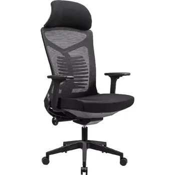 DENALI židle kancelářská, podhlavník, kříž nylon, látka/MESH černá