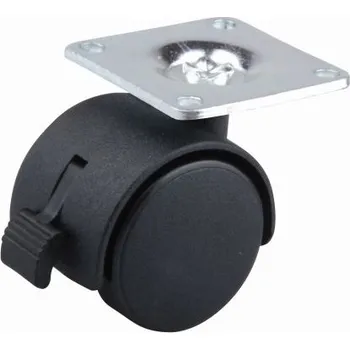 Nábytkové kování StrongCastors kolečko 40mm plotnička brzda černá (StrongCastors kolečko 40mm plotnička brzda černá)