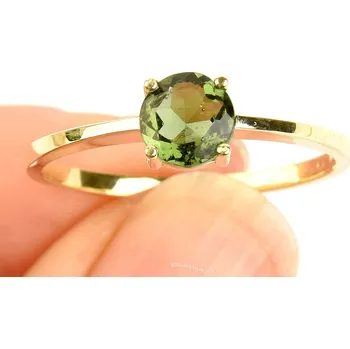 Prsten Zlatý prsten vltavín kulatý 6mm standard brus vel.65 14K Au 585/1000 2.77g