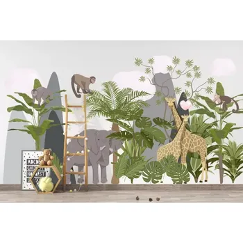 Samolepící dekorace Nálepka na zeď exotická zvířátka 100 x 200 cm