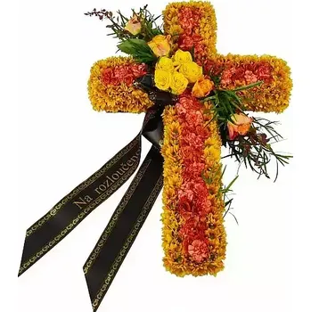 Smuteční dekorace Smuteční kříž oranžový