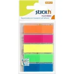 Samolepicí záložky, mix neon. barev, 45x12 mm, 5x25 listů, plast., STICK N 21050