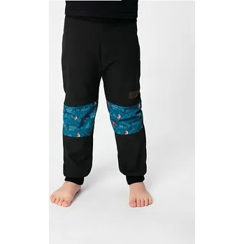 Chlapecké kalhoty Dětské softshellové kalhoty Promaledobrodruhy bez zateplení black/petrol velikost 128-134