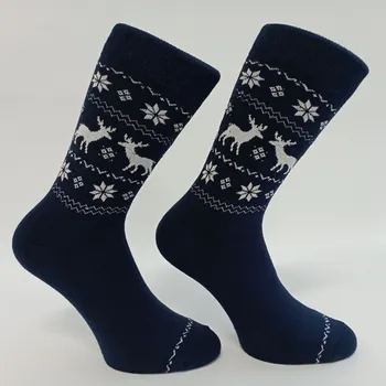 Dámské ponožky Termo ponožky TREPON FRODO teplé tm. modré se soby velikosti ponožek: 30-31 ( EUR vel. 45-47)