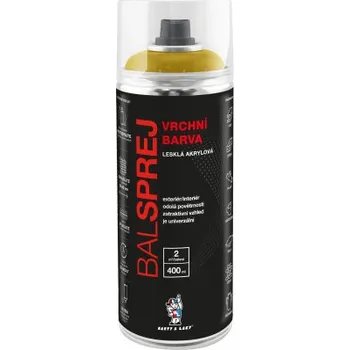 Barva ve spreji BALSPREJ vrchní univerzální akrylová barva ve spreji, RAL 1021 žlutá hořčičná, 400 ml