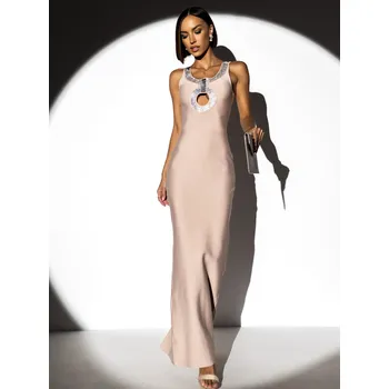 Dámské šaty Starorůžové společenské šaty LINDENE s kamínky Velikost: S