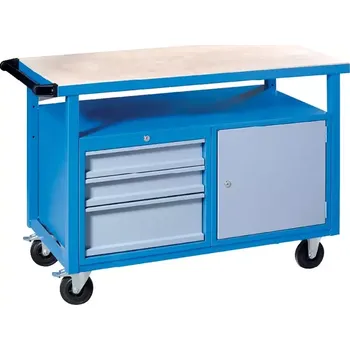 Dílenský stůl ROBUS 201 stůl dílenský, pojízdný, šedo/modrý