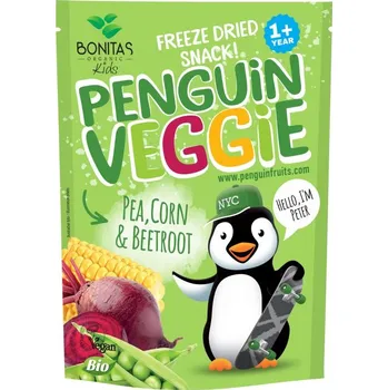Sušené ovoce BIO Penguin Veggie hrášek, kukuřice a červená řepa BONITAS 17g