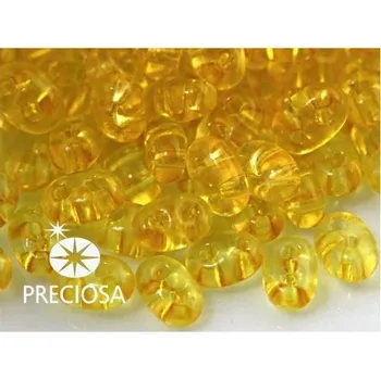 Dětské navlékací korálky Korálky/rokajl TWIN (dvoudírkový) - žlutá průhledná > 2,5x5 mm (10g)