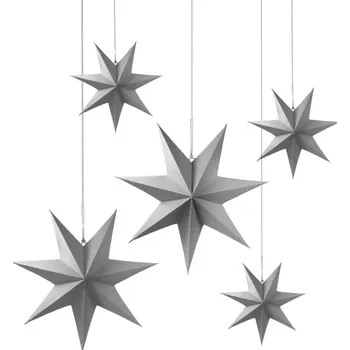 Vánoční dekorace 3D vánoční papírová hvězda - šedá