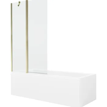 Vanová zástěna MEXEN/S - Cubik obdélníková vana 170 x 70 cm s panelem + vanová zástěna 100, transparent, zlatá 550317070X9410115000