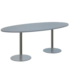 Dílenský stůl NC - 71 stůl elipsa, noha RC, nerez, deska 25 mm, široký 2000 mm, šedá