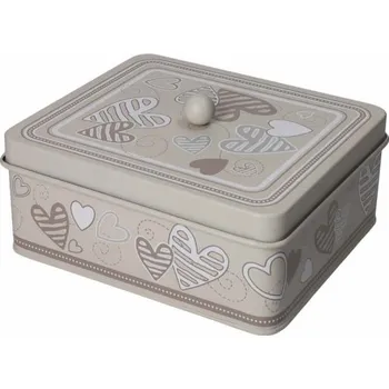 Dóza na potraviny Plechová dóza s víkem 20x17 cm BATTIBATTICUORE BRANDANI (barva - plech, béžová, potisk)