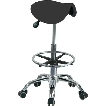 LZ 34 H židle lékařská, kruh pro nohy, kříž chrom, ekokůže, černá