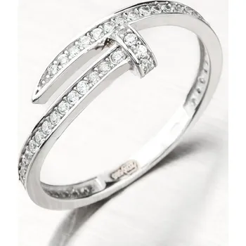 Prsten Dámský prsten bílé zlato 585 zirkon 51P-5020-B velikost 60