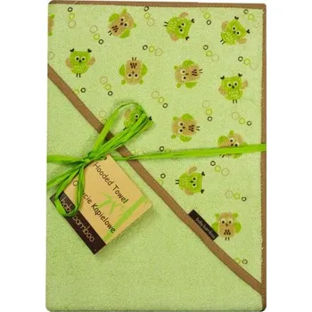Bambusová osuška s kapucí 100x100 cm sovičky zelená