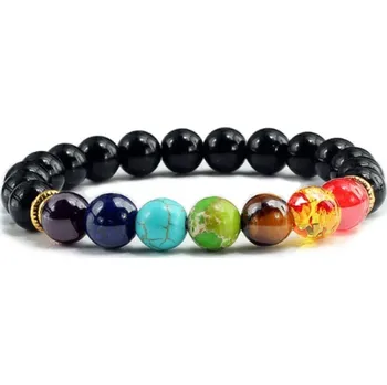 Náramek Blingstar Náramek čakrový - Black/Multi - černý - čakry 1700 korálky