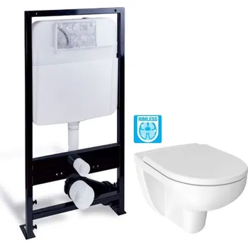 PRIM předstěnový instalační systém bez tlačítka + WC JIKA LYRA PLUS RIMLESS + SEDÁTKO DURAPLAST PRIM_20/0026 X LY1