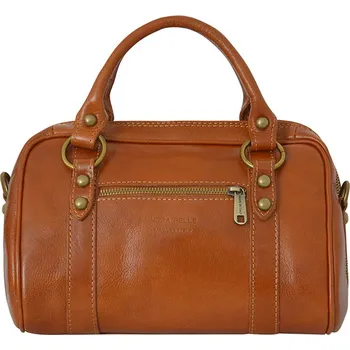Malá hnědá camel kožená italská kabelka do ruky Florence