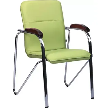 Jídelní židle LAURA židle, koženka zelinkavá, područky ořech