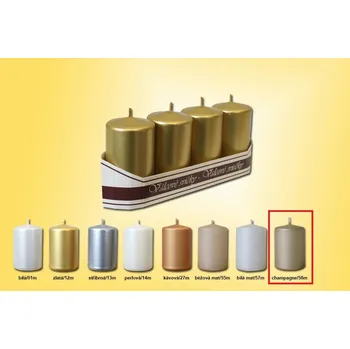 Svíčka Lima Metal šampaň svíčka válec 40 x 70 mm 4 kusy