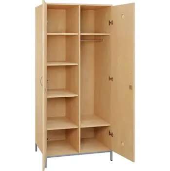 Šatní skříň SLN - 81T šatní skříň dřevěná, 2-dveřová, šatní tyč, police, 1800x800x500, kovové nohy, bříza světlá