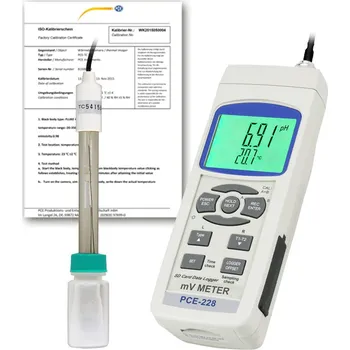 Měřič kvality vody PCE-228, hodnota pH, redox a teplota, pro kapaliny, certifikát ISO