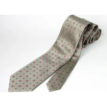 Kravata Hedvábná kravata LeeOppenheimer šedá, růžový foulard