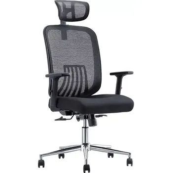 MONTANA židle kancelářská, podhlavník, látka černá/MESH černá