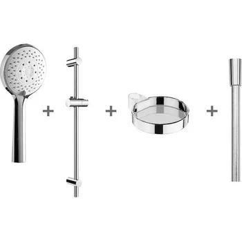 Sprchový panel Sprchová sada, Ø 130 mm, 4 funkce, sprchová tyč, mýdelník chrom, sprchová hadice, chrom Cubito N Chrom H3651X00044721