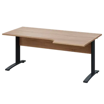 Psací stůl LKR 28 - 186 stůl kancelářský, rohový, pravý, kovová podnož černá, deska 25 mm, široký 1800 mm, dub bardolino